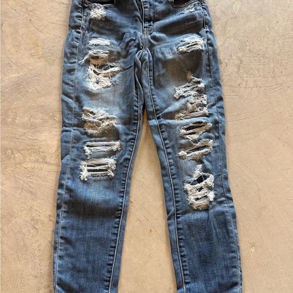 American Eagle Outfitters Hi-Rise Jegging Crop Distressed Skinny Jeans